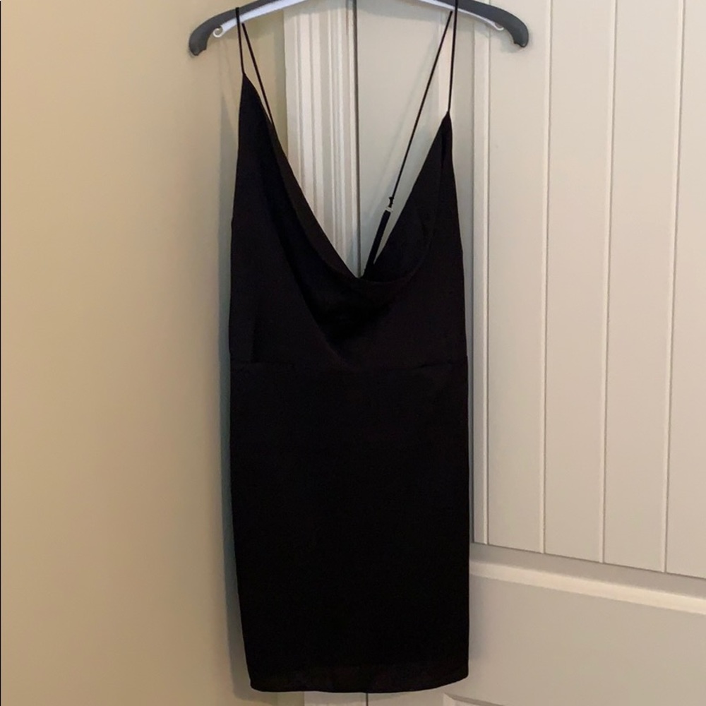Little Black Silk Dress with cowl neckline